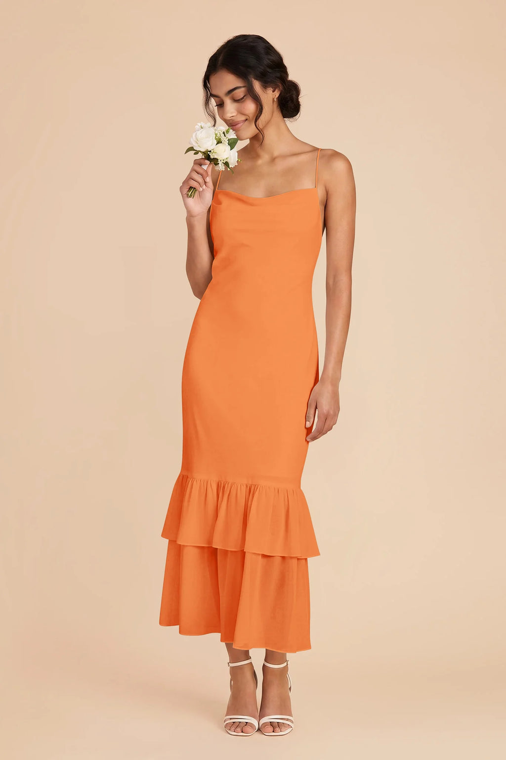 Liora Apricot front view bridesmaid dress