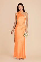 Ariadne Apricot front view bridesmaid dress