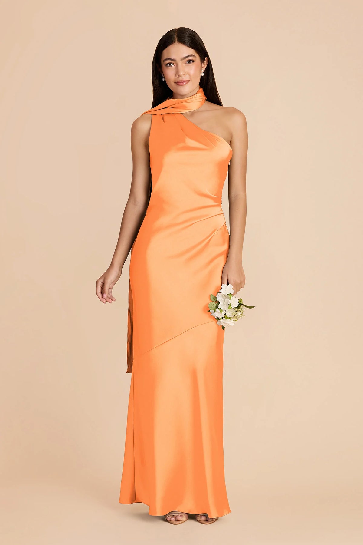 Ariadne Apricot front view bridesmaid dress
