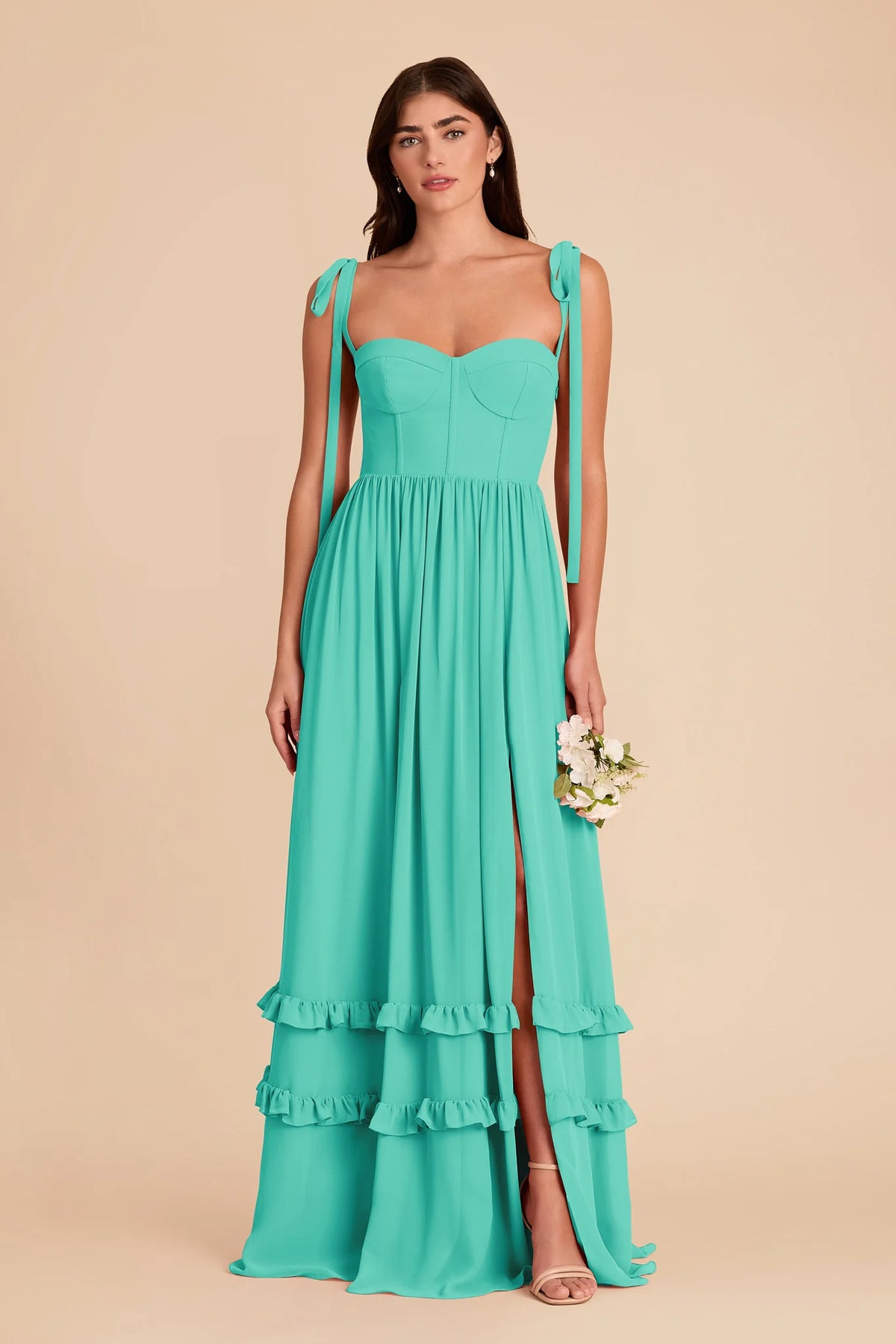 Daphne Aquamarine front view bridesmaid dress