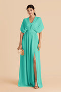 Elodie Aquamarine front view bridesmaid dress