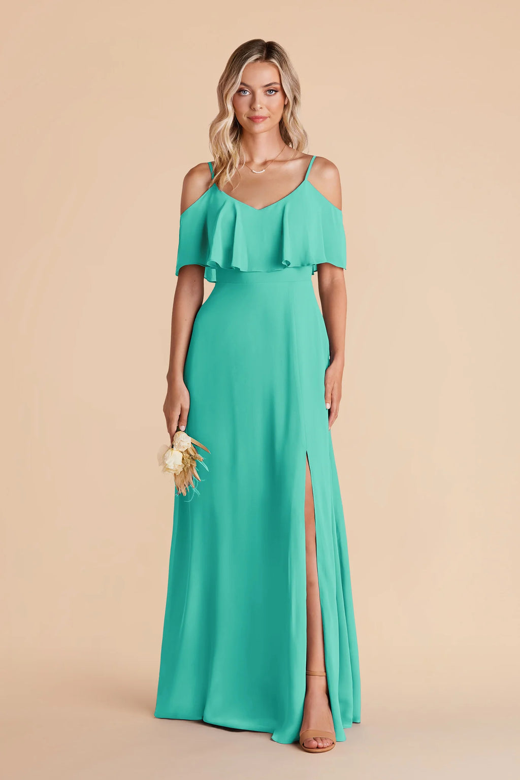 Genevieve Aquamarine front view bridesmaid dress