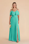 Genevieve Aquamarine front view bridesmaid dress