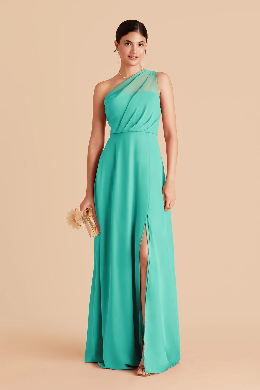 Celine Aquamarine front view bridesmaid dress
