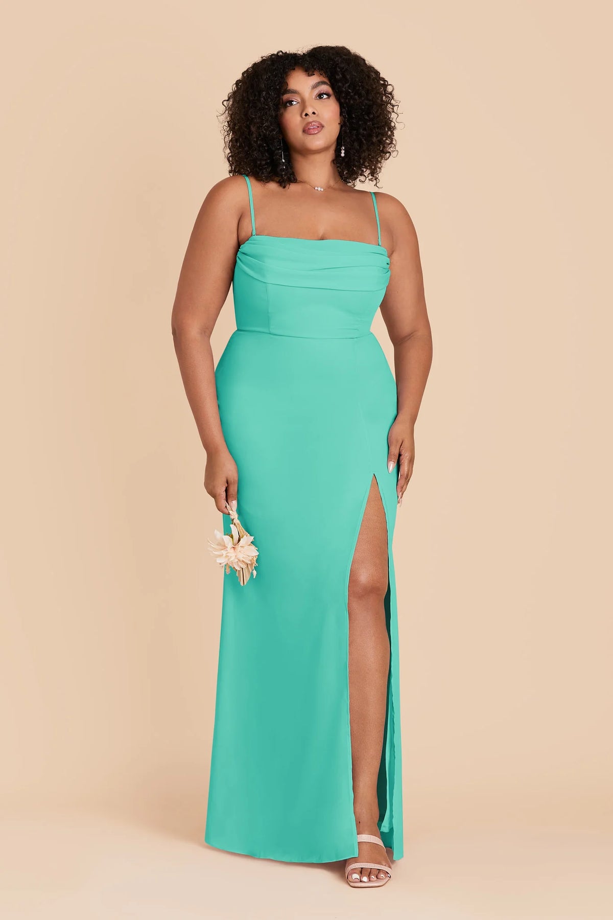 Odessa Aquamarine front view bridesmaid dress