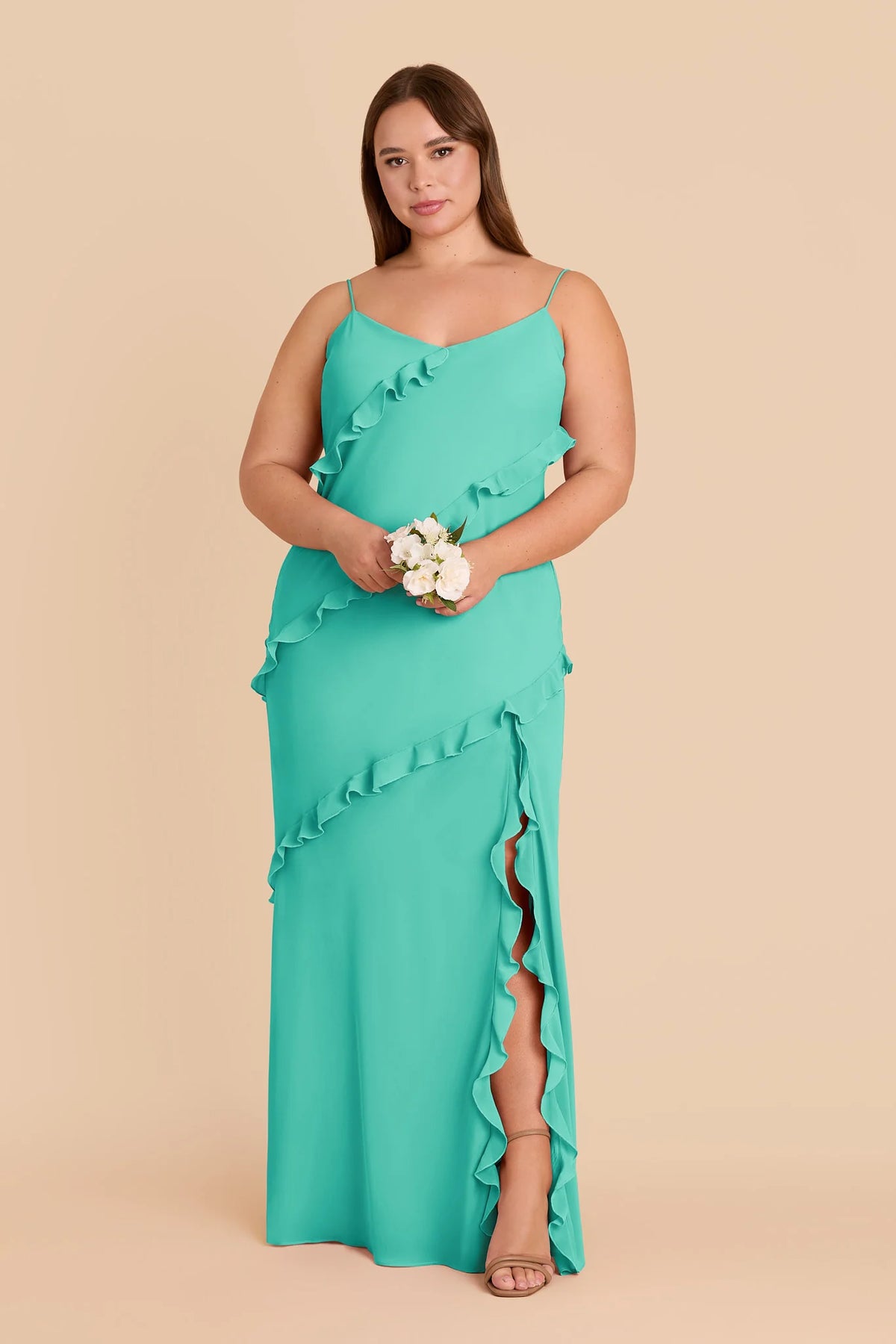 Vivienne Aquamarine front view bridesmaid dress