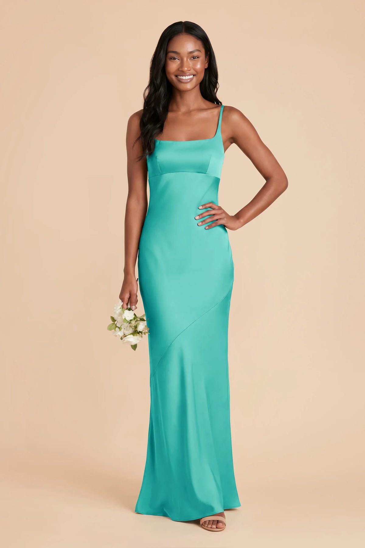 Noelle Aquamarine front view bridesmaid dress