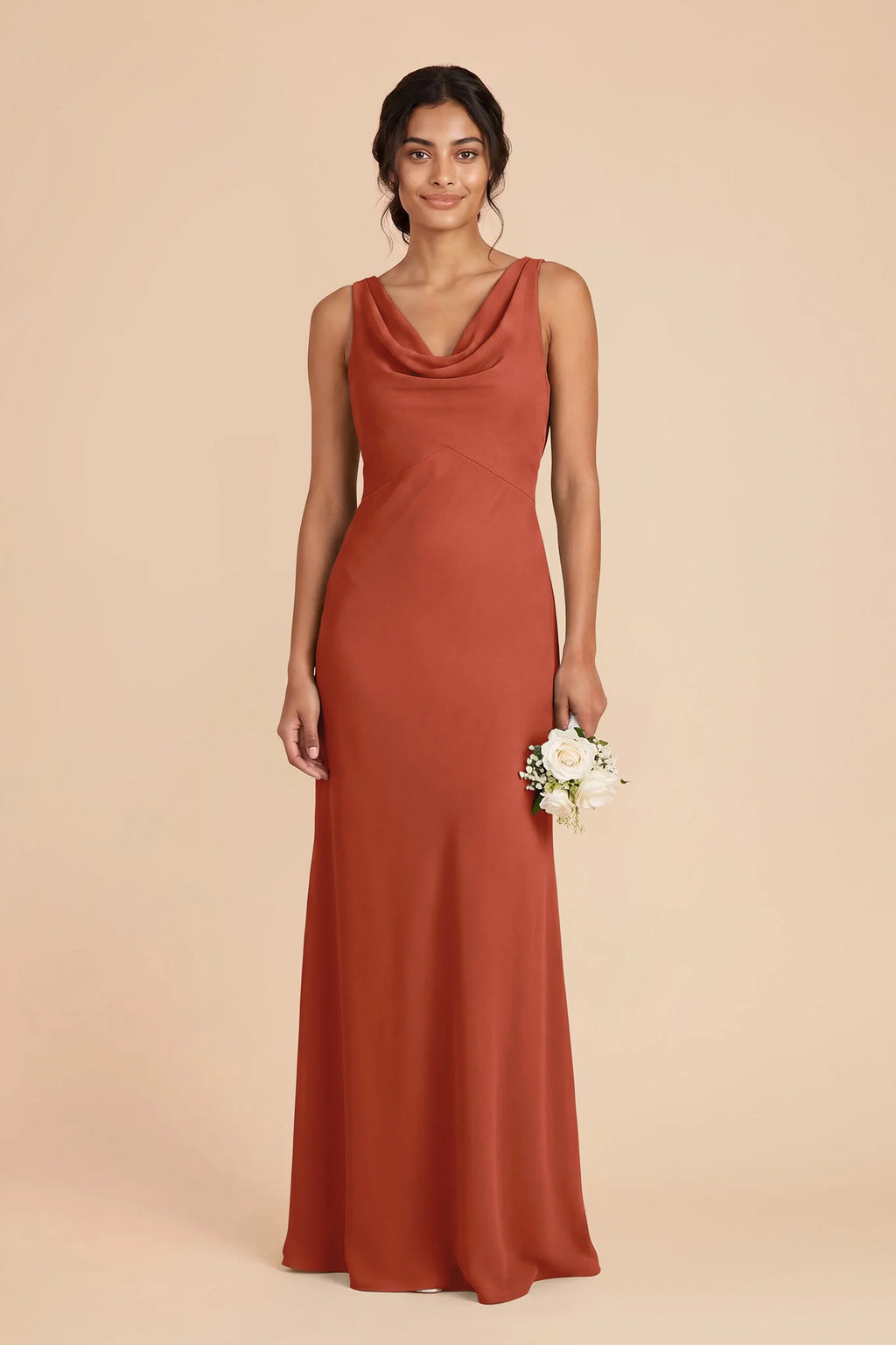 Odette Auburn front view bridesmaid dress