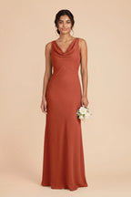 Odette Auburn front view bridesmaid dress