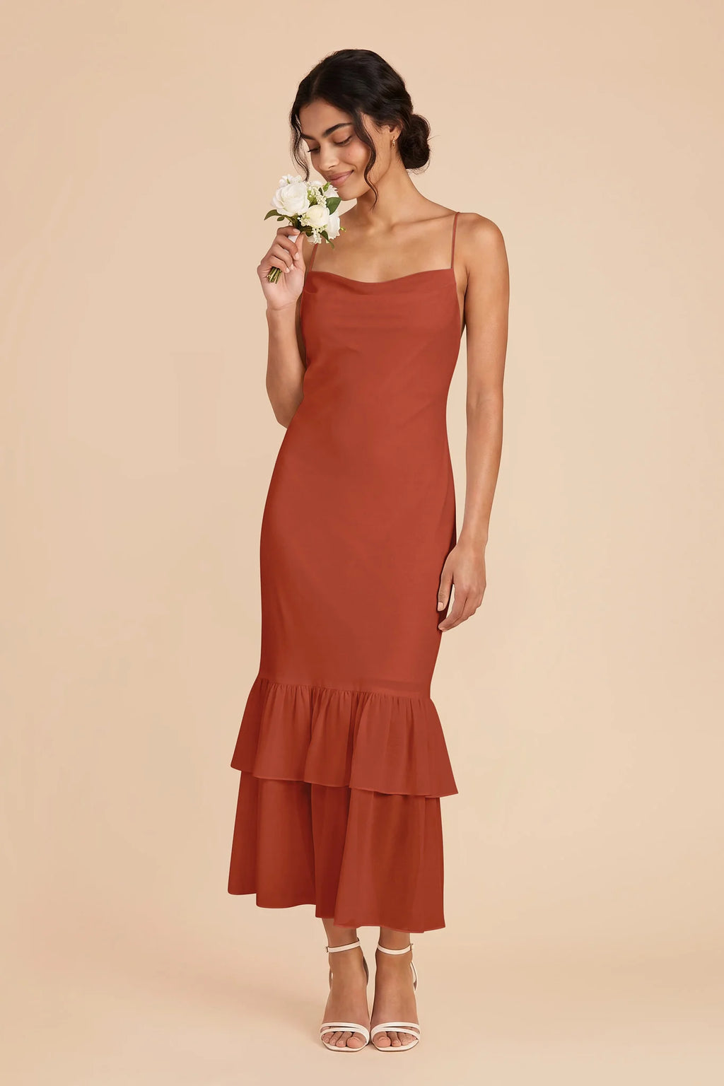 Liora Auburn front view bridesmaid dress