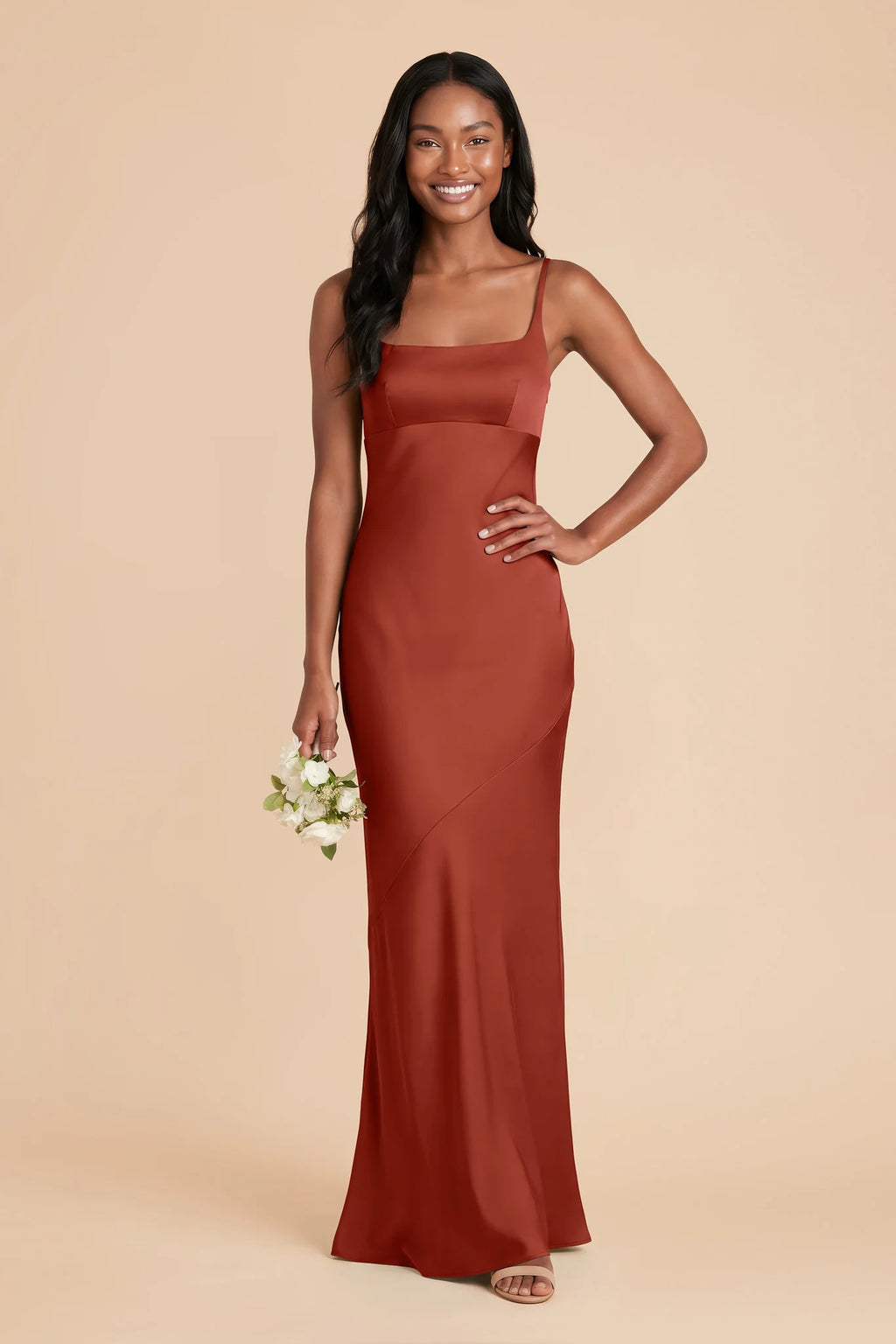 Noelle Auburn front view bridesmaid dress
