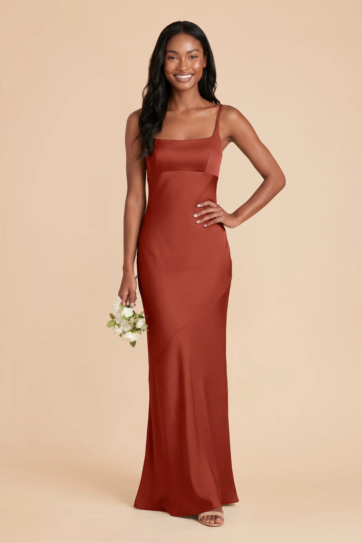 Noelle Auburn front view bridesmaid dress
