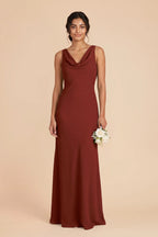Odette Black Cherry front view bridesmaid dress