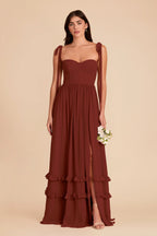 Daphne Black Cherry front view bridesmaid dress