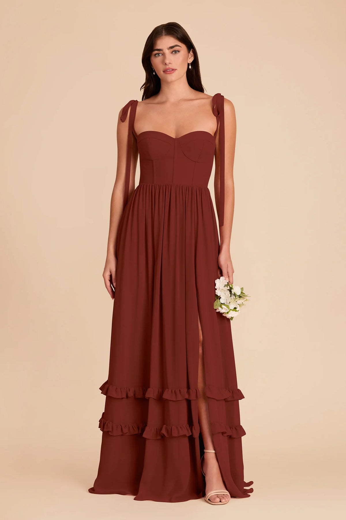 Daphne Black Cherry front view bridesmaid dress