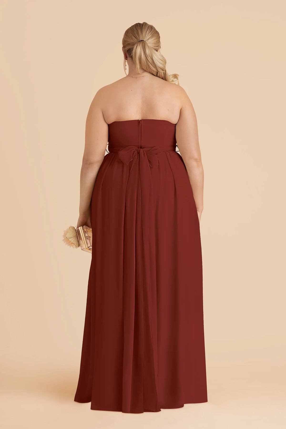 Elodie Black Cherry back view bridesmaid dress