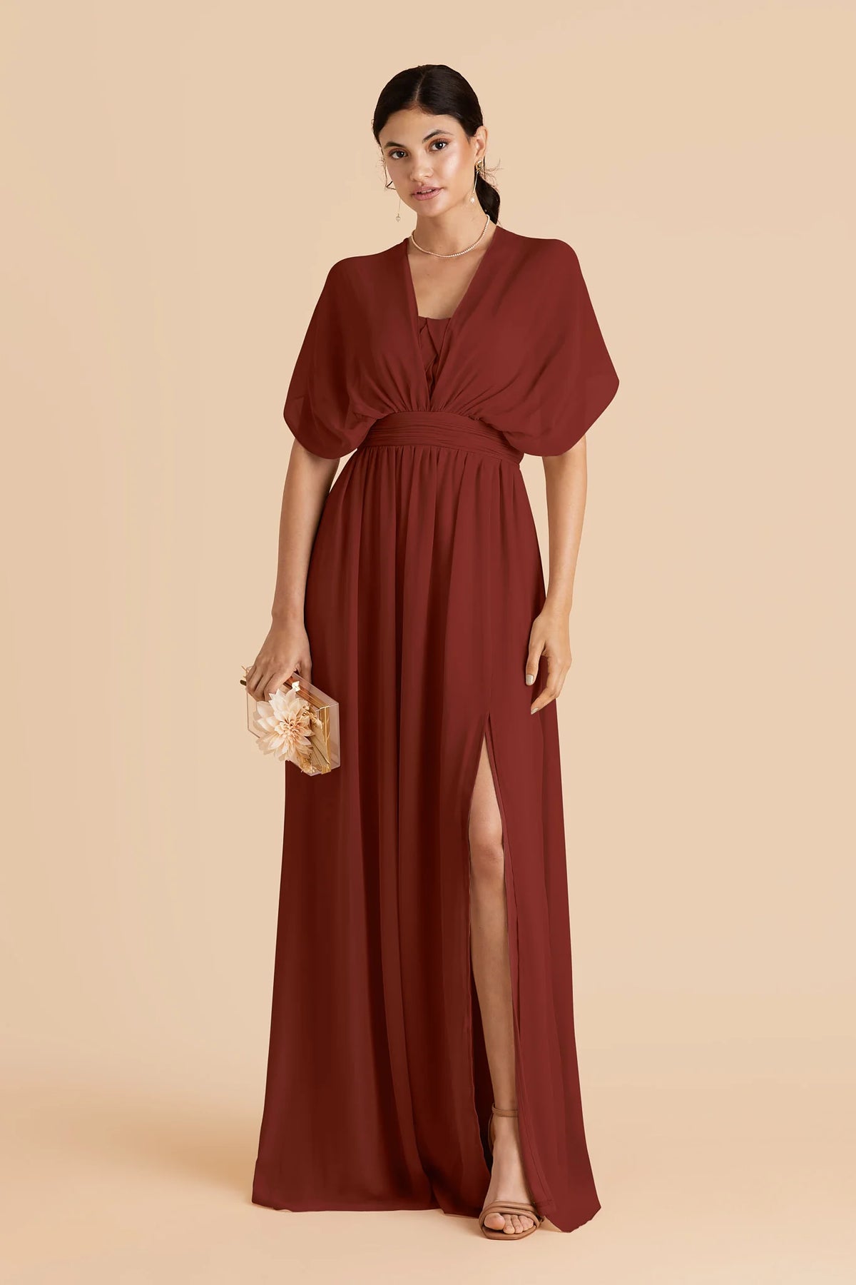 Elodie Black Cherry front view bridesmaid dress