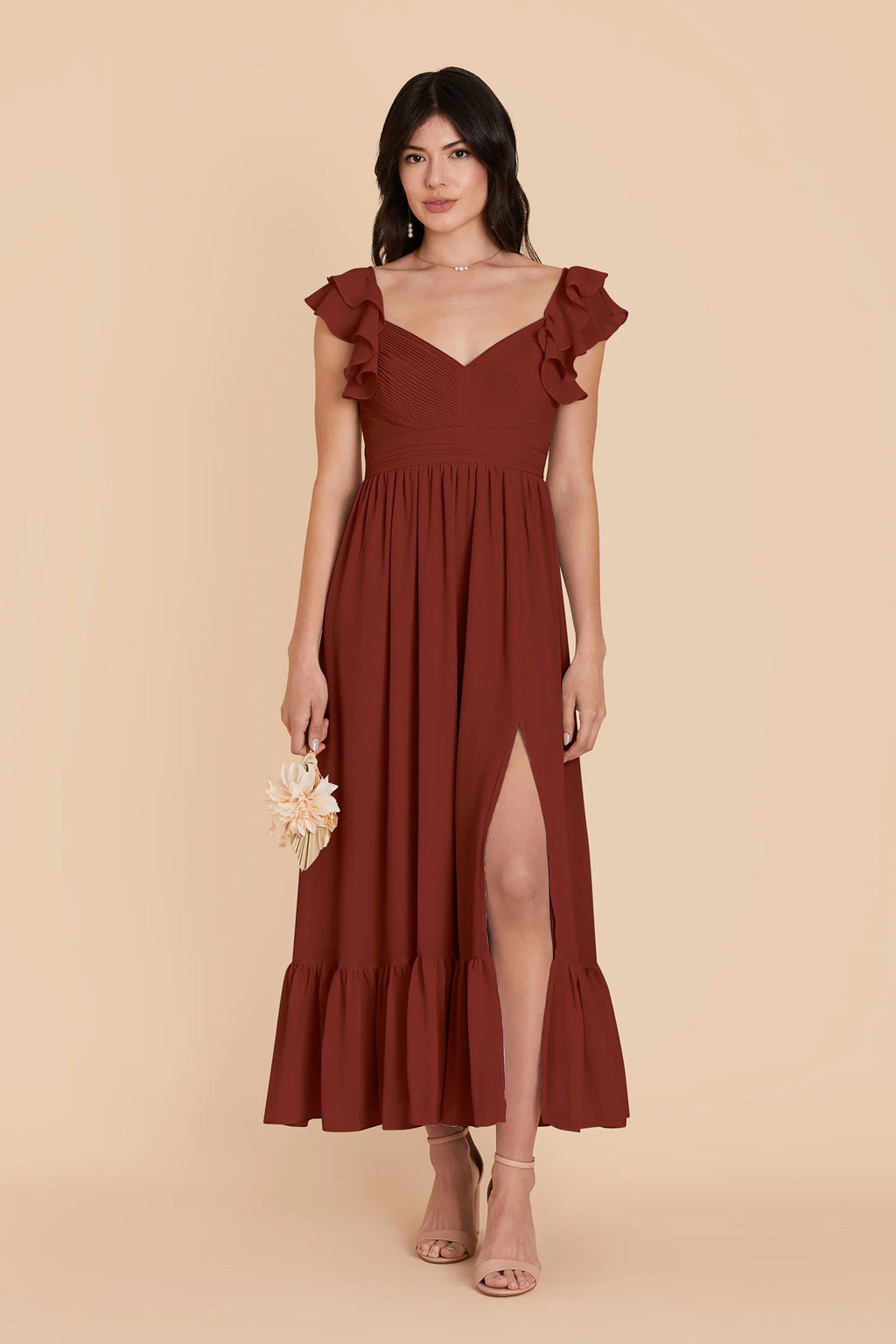 Talia Black Cherry front view bridesmaid dress