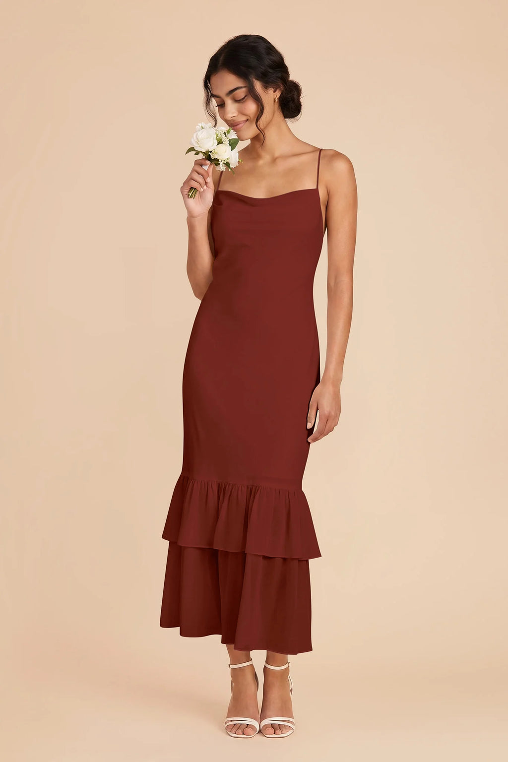 Liora Black Cherry front view bridesmaid dress