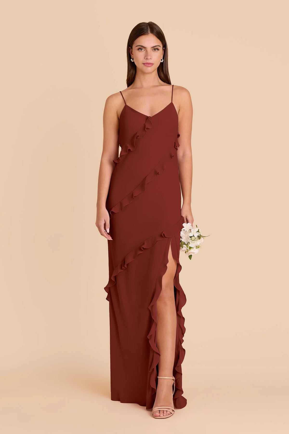 Vivienne Black Cherry front view bridesmaid dress