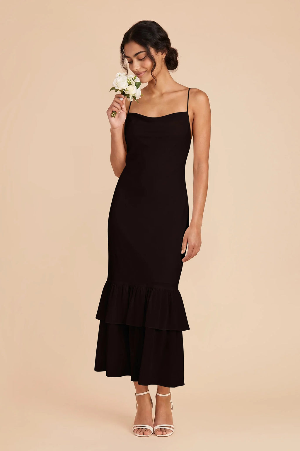 Liora Black front view bridesmaid dress