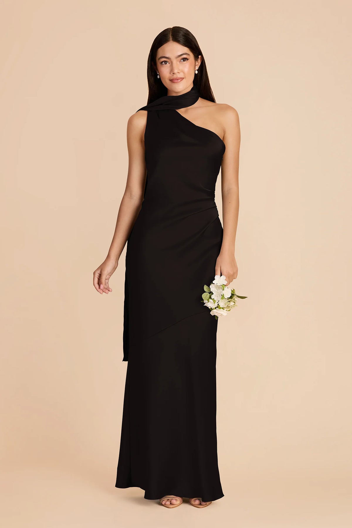 Ariadne Black front view bridesmaid dress