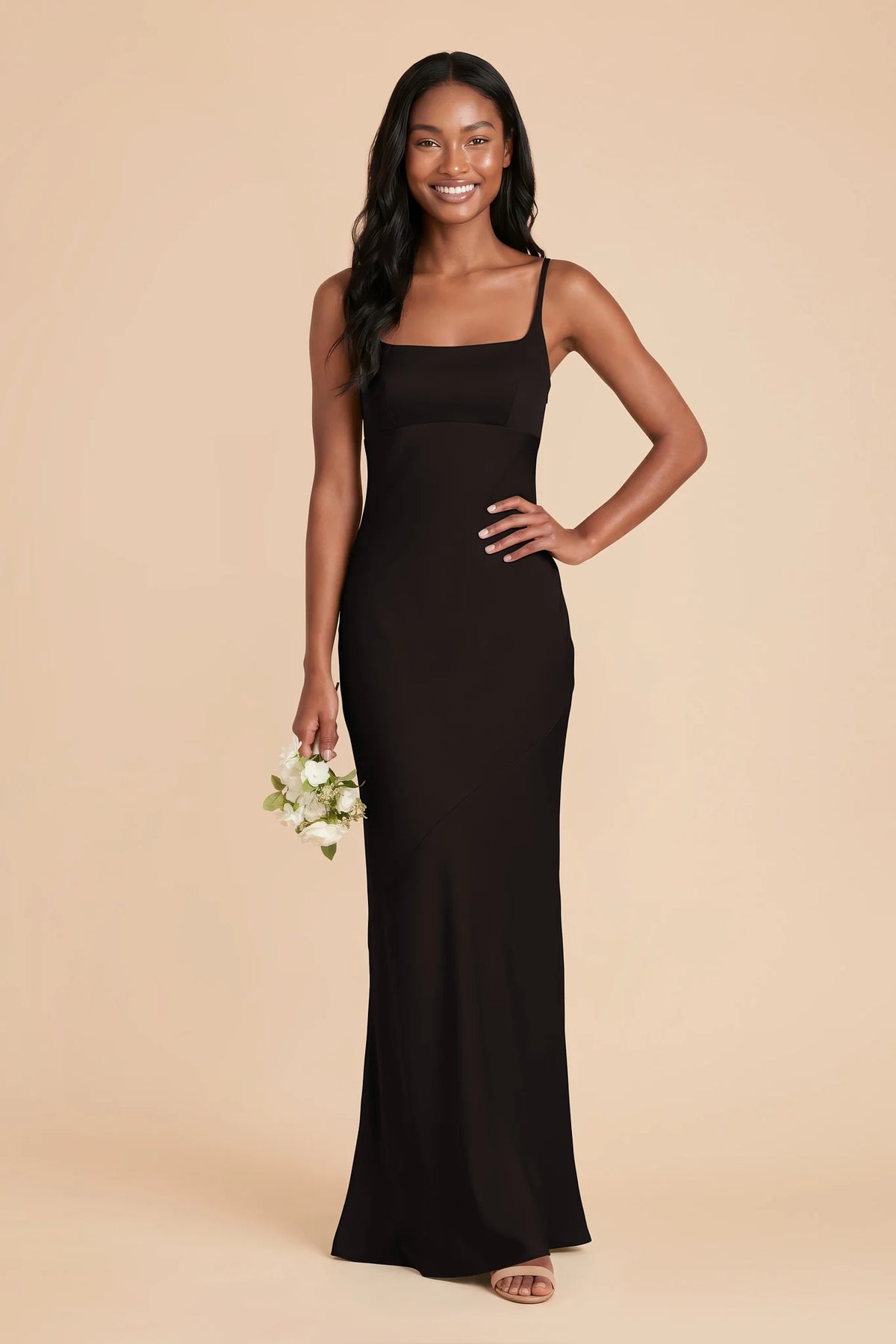 Noelle Black front view bridesmaid dress