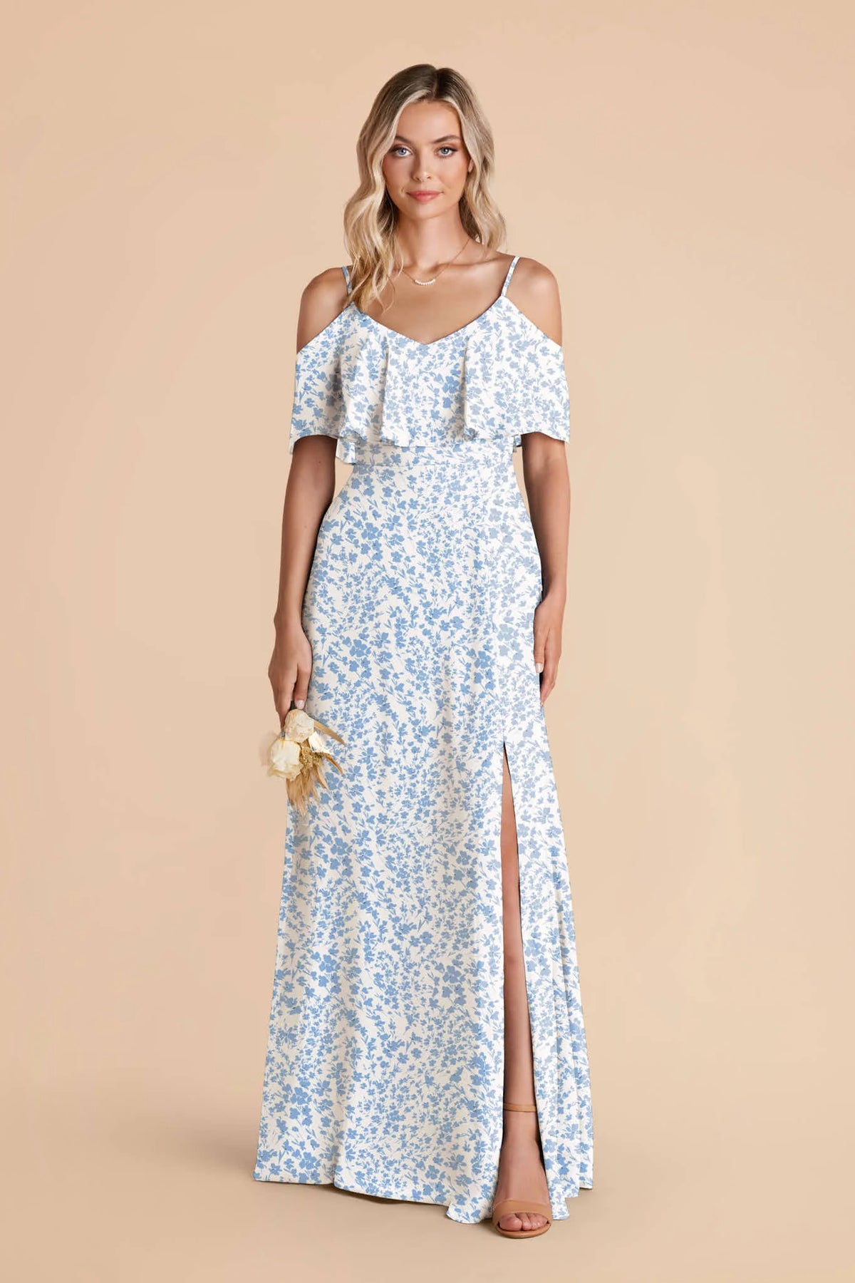 Genevieve Blue Dreamy Ditsy front view bridesmaid dress
