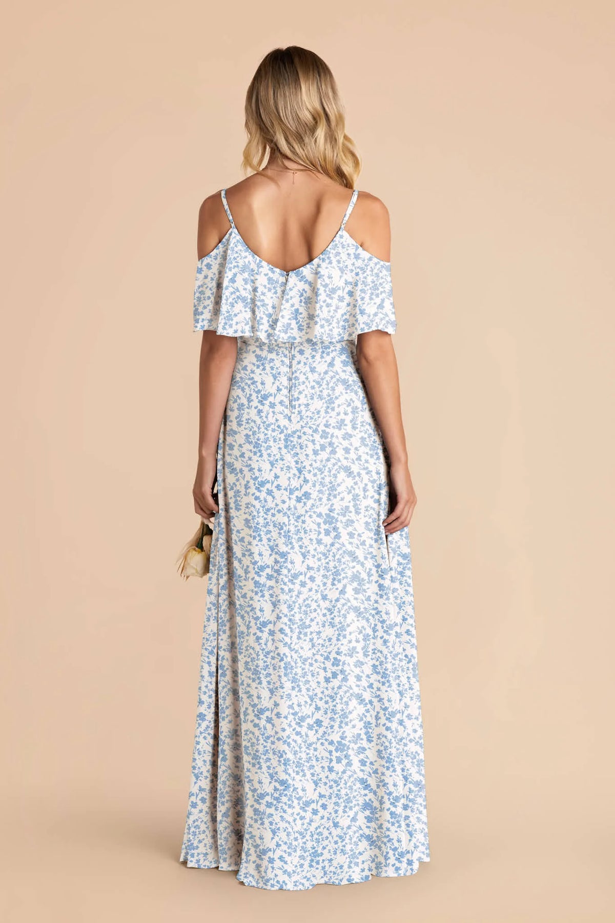 Genevieve Blue Dreamy Ditsy back view bridesmaid dress