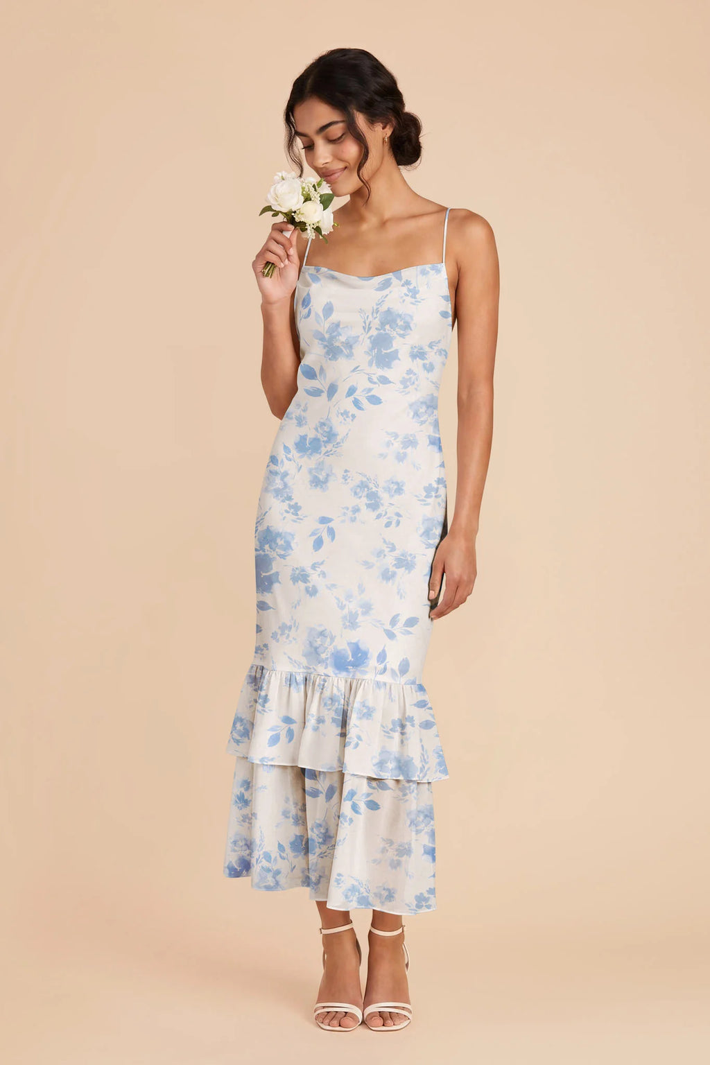 Liora Blue Rococo Floral front view bridesmaid dress