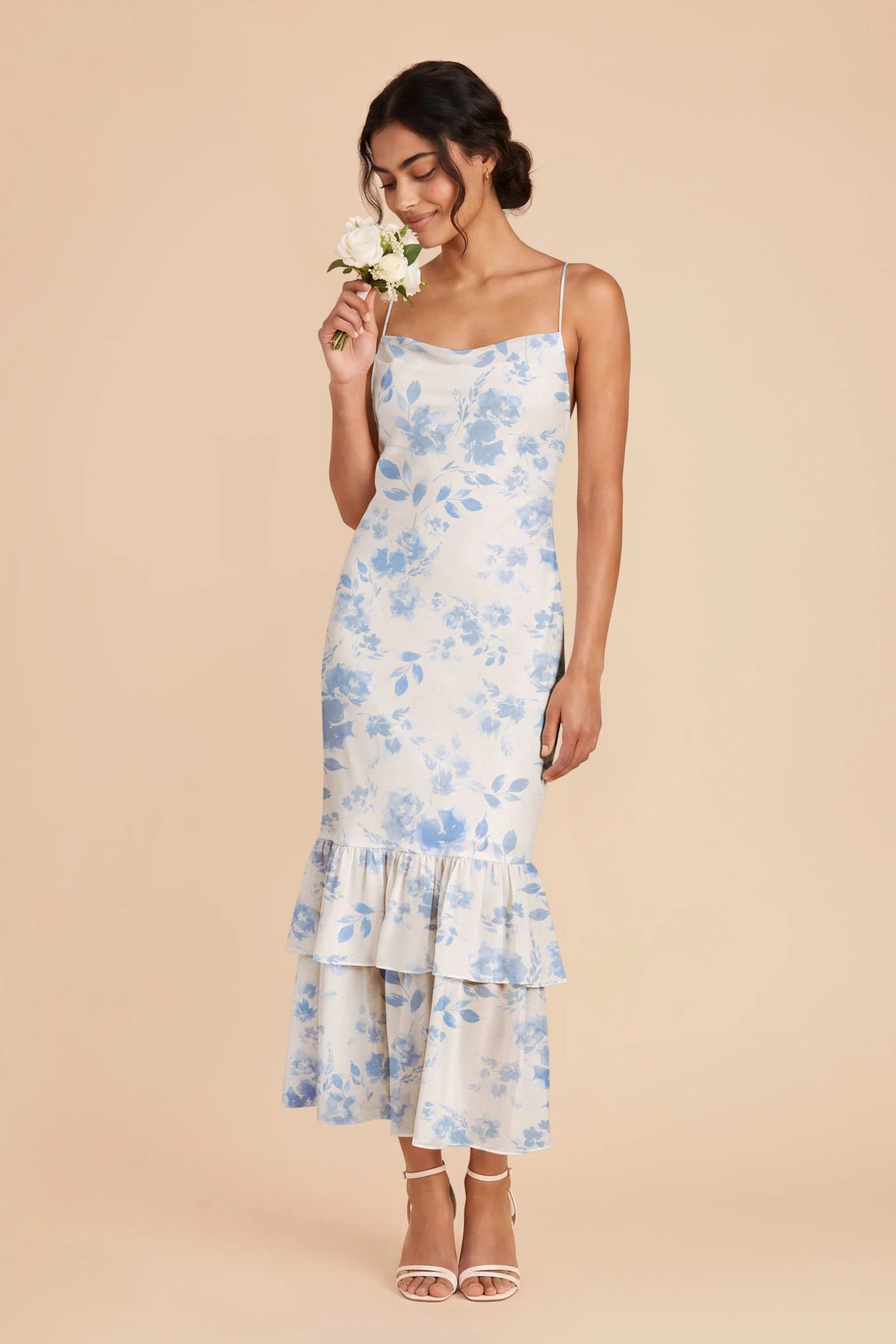 Liora Blue Rococo Floral front view bridesmaid dress