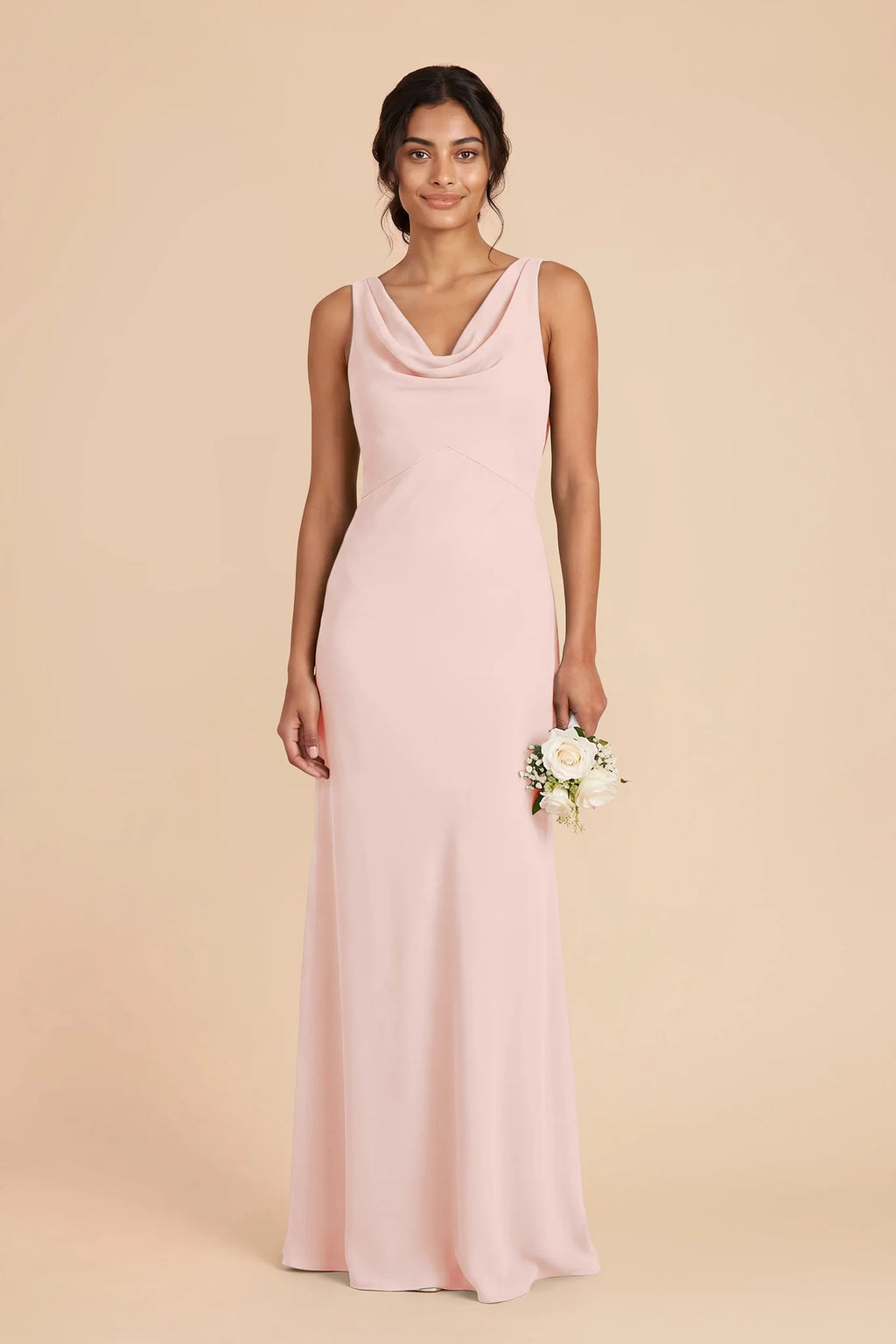 Odette Blush Pink front view bridesmaid dress