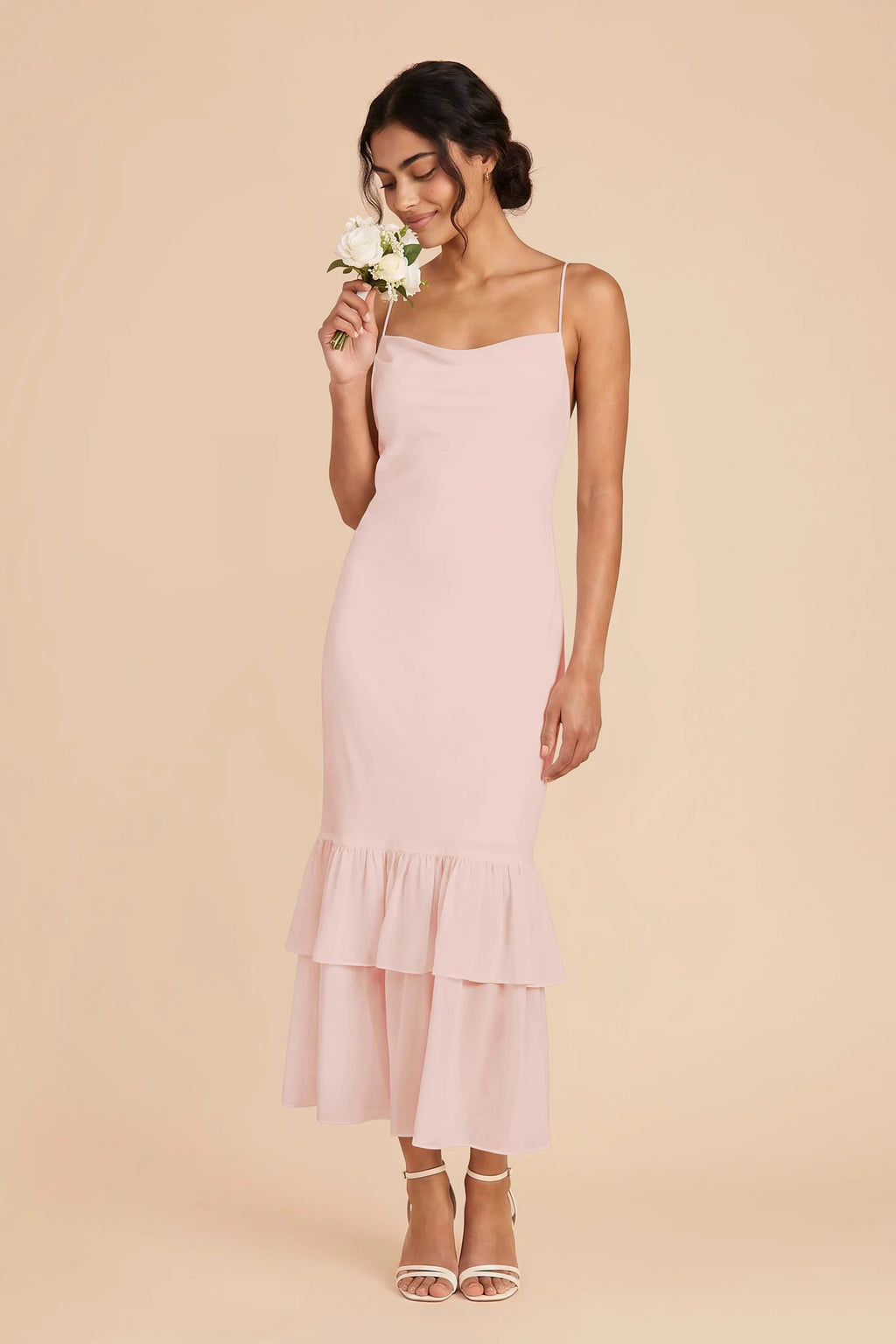 Liora Blush Pink front view bridesmaid dress