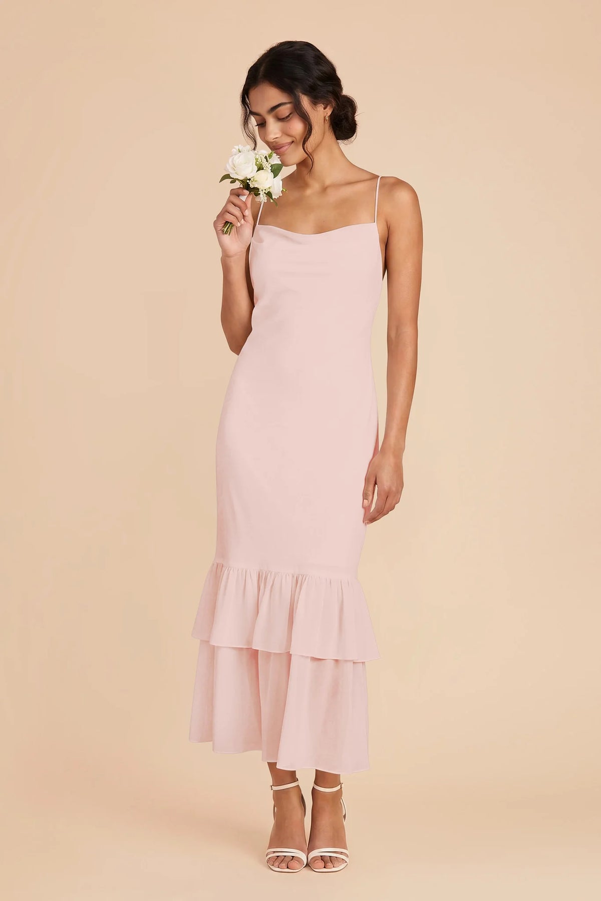 Liora Blush Pink front view bridesmaid dress