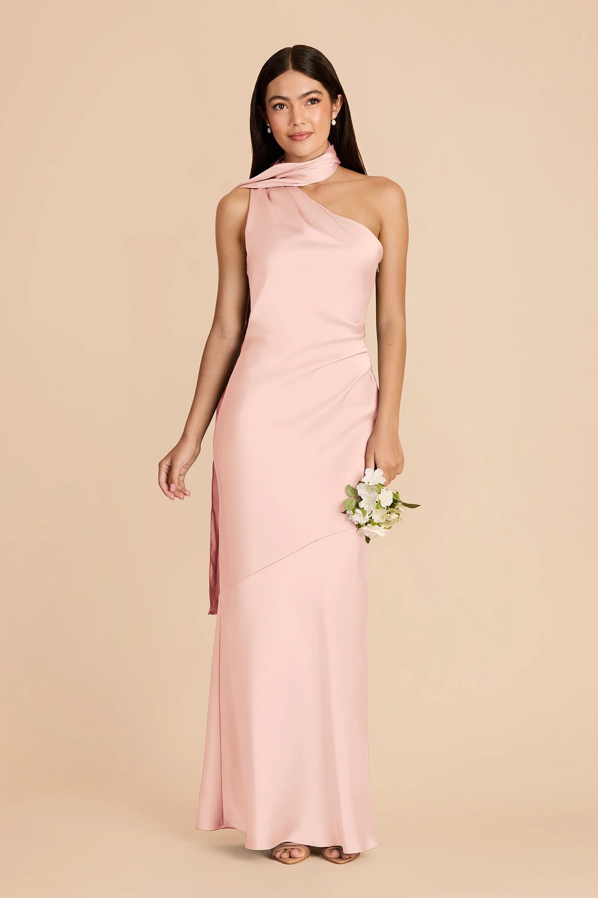 Ariadne Blush Pink front view bridesmaid dress