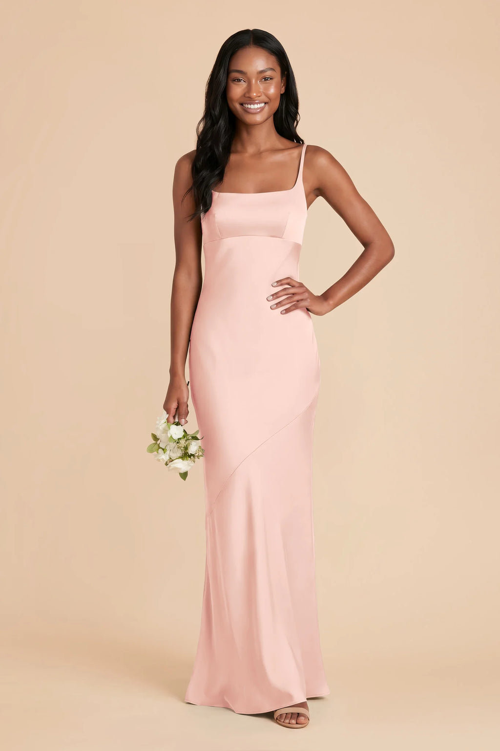 Noelle Blush Pink front view bridesmaid dress