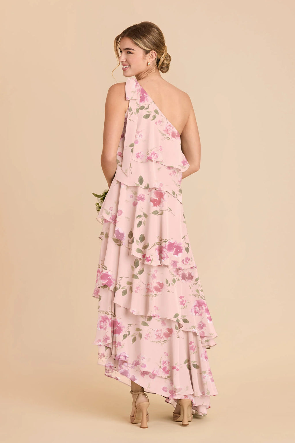 Marisol Blush Pink Rococo Floral alternate view 1 bridesmaid dress