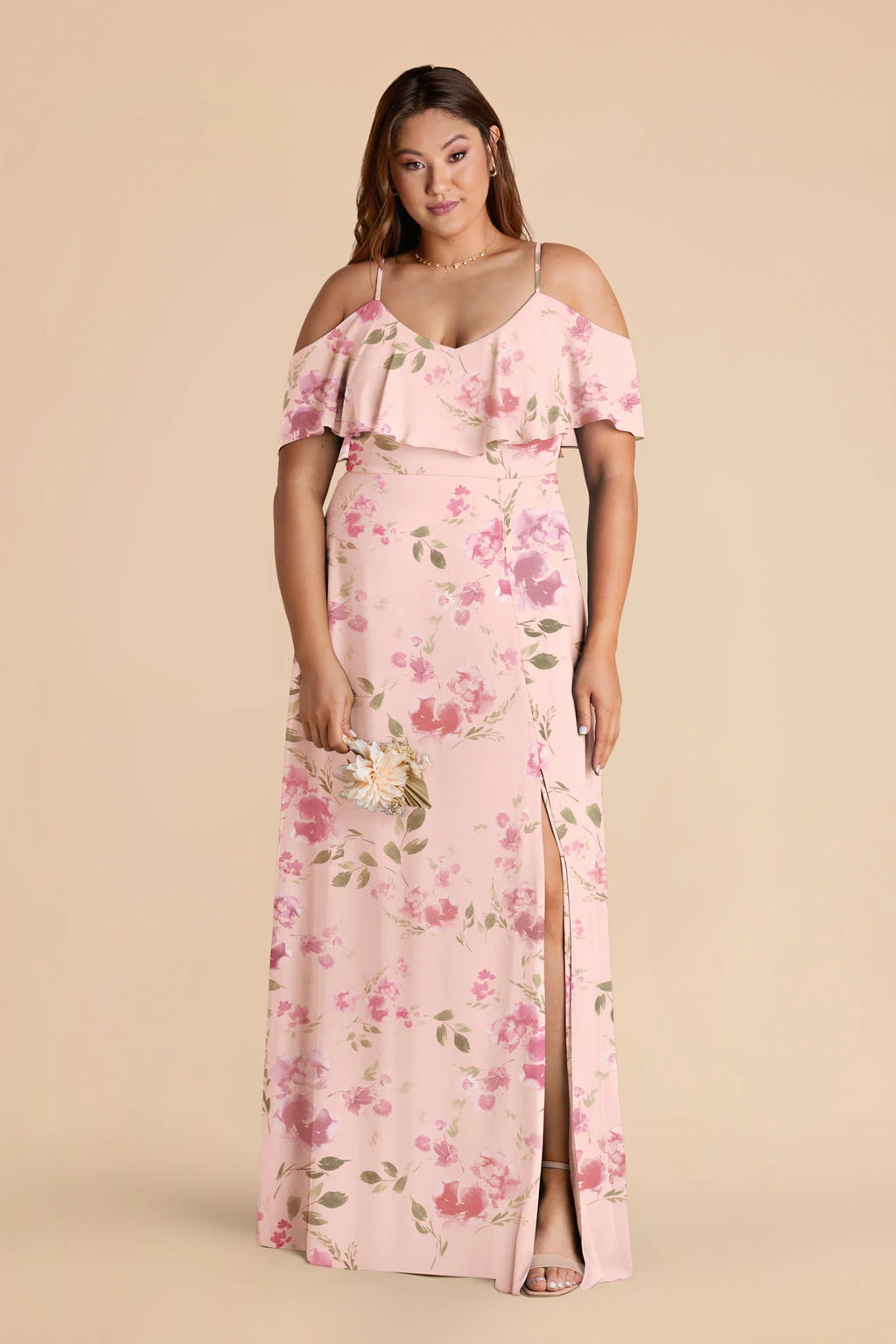 Genevieve Blush Pink Rococo Floral alternate view 1 bridesmaid dress