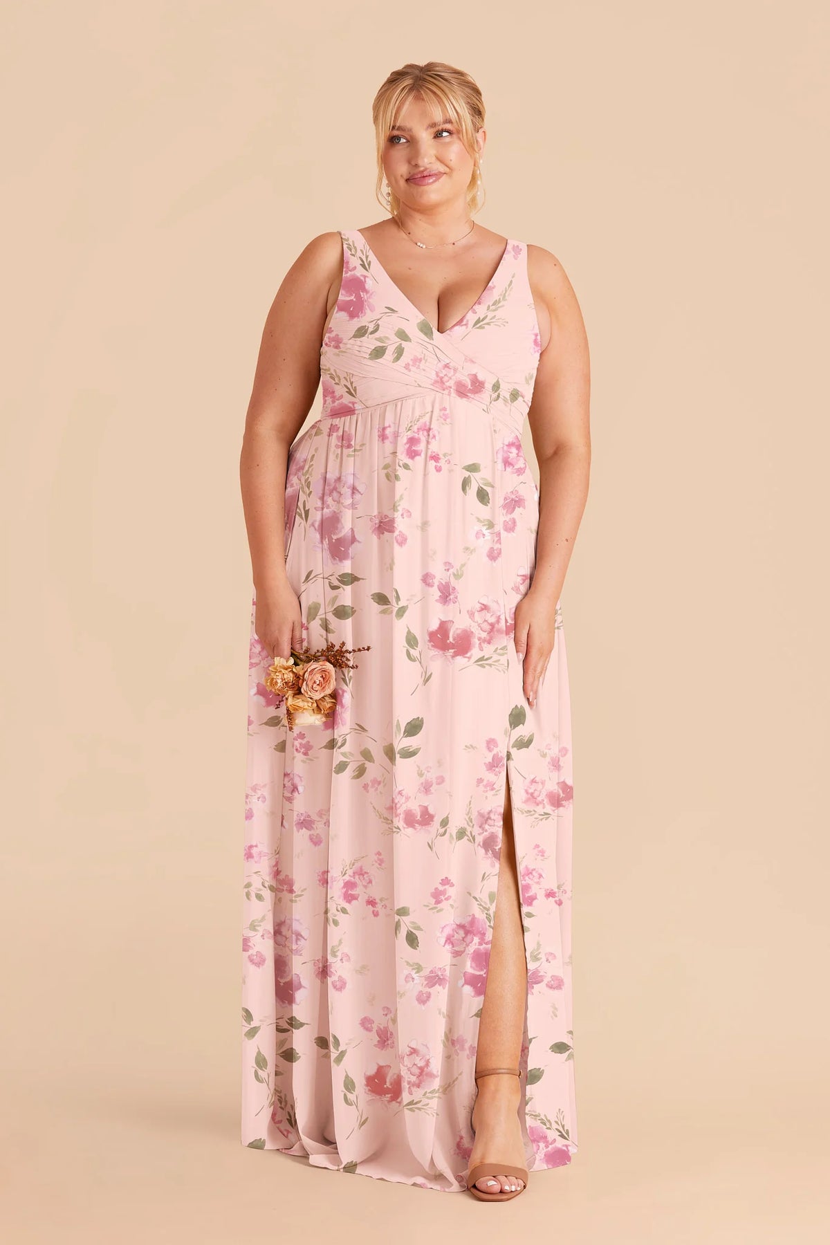 Annelise Blush Pink Rococo Floral alternate view 1 bridesmaid dress