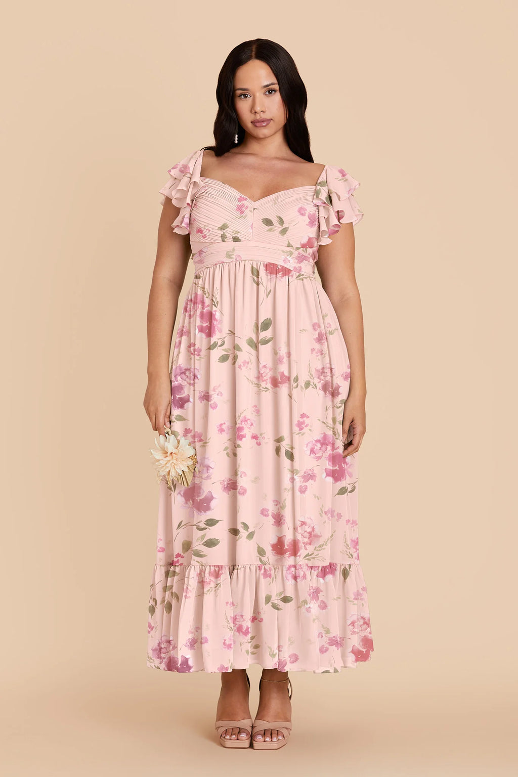 Talia Blush Pink Rococo Floral alternate view 1 bridesmaid dress