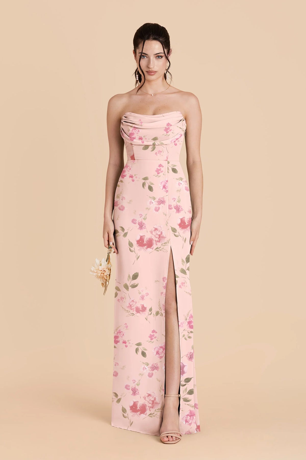 Odessa Blush Pink Rococo Floral alternate view 1 bridesmaid dress