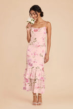 Liora Blush Pink Rococo Floral front view bridesmaid dress