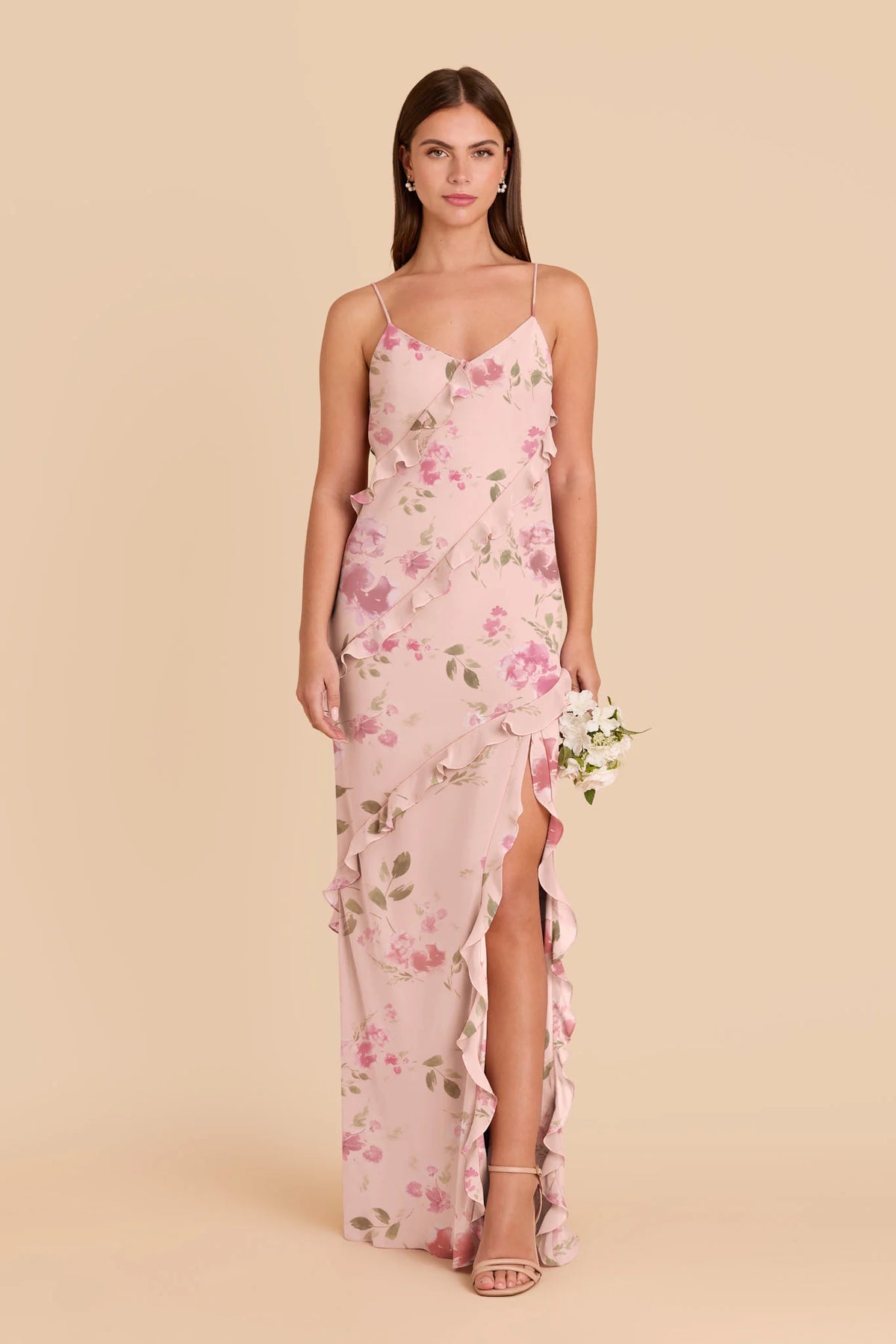 Vivienne Blush Pink Rococo Floral front view bridesmaid dress