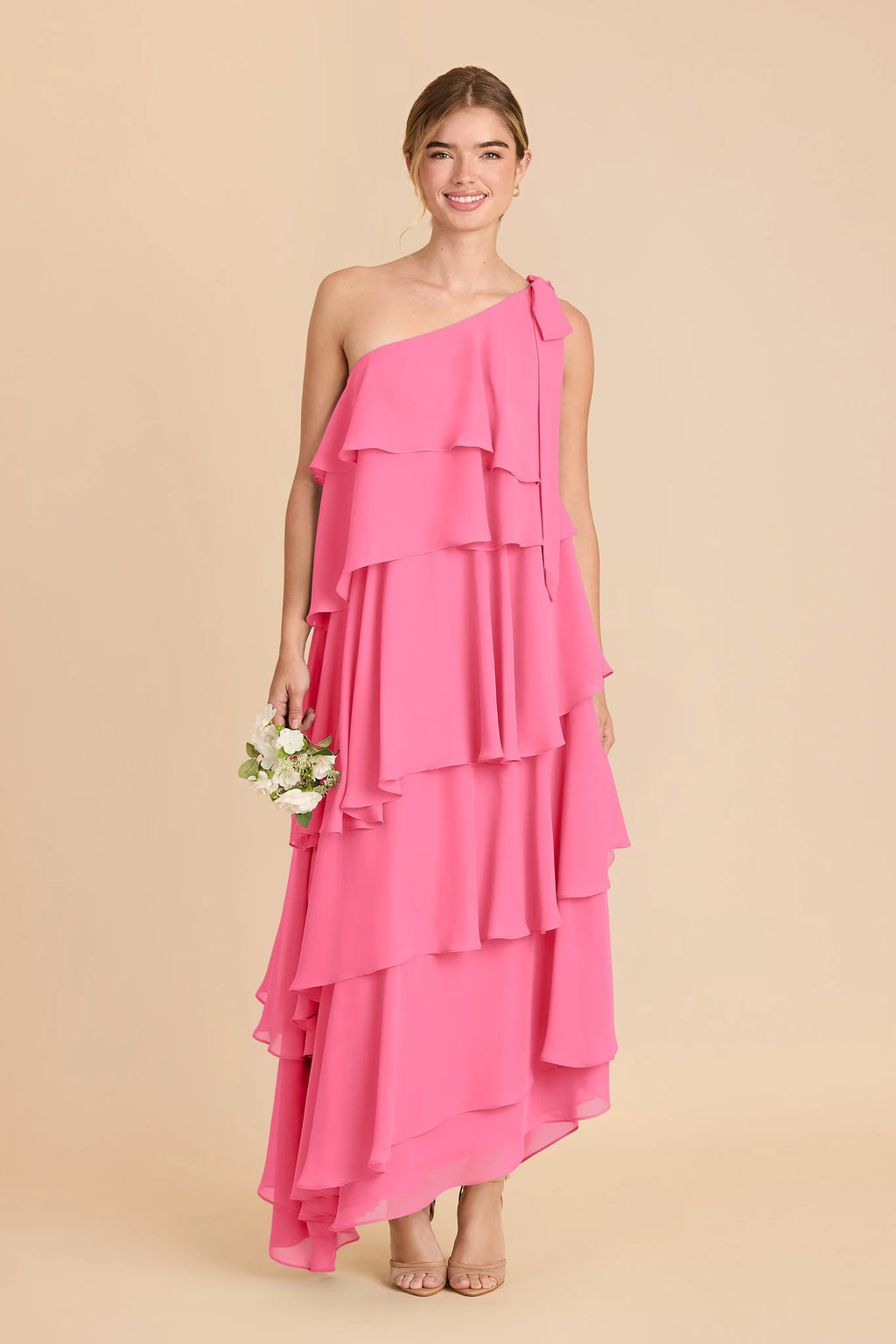 Marisol Bon Bon Pink front view bridesmaid dress