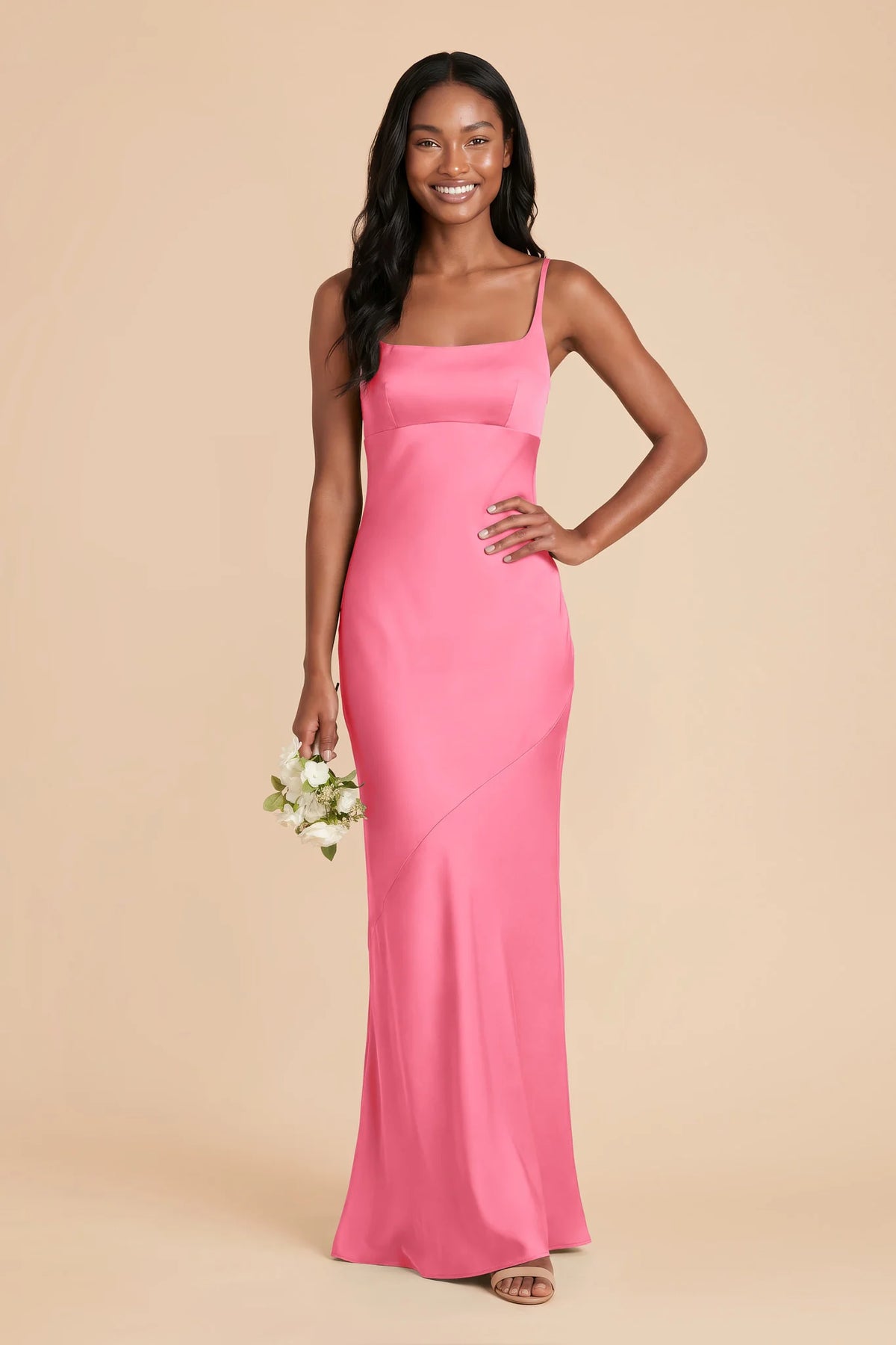 Noelle Bon Bon Pink front view bridesmaid dress