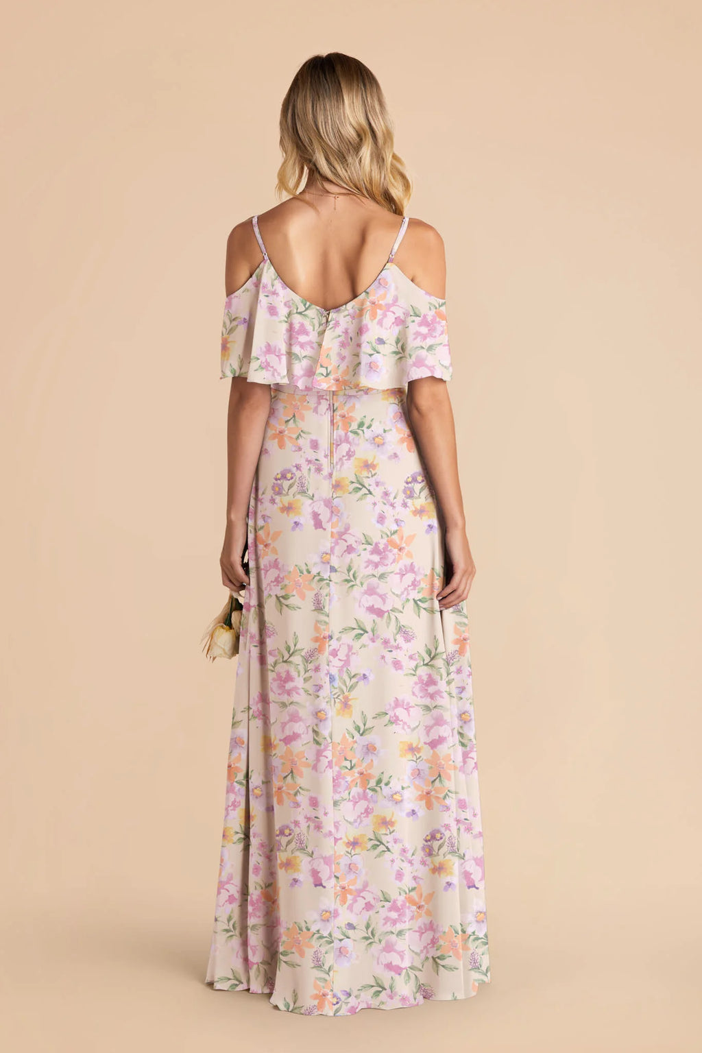 Genevieve Botanical Blooms back view bridesmaid dress