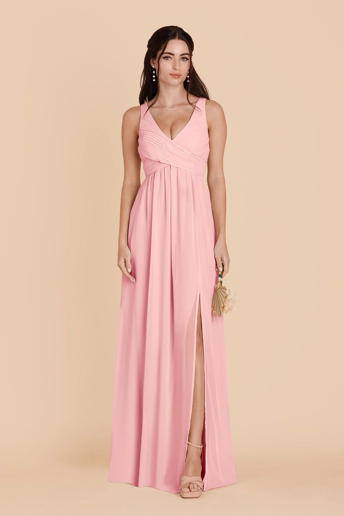 Annelise Bubblegum Pink front view bridesmaid dress