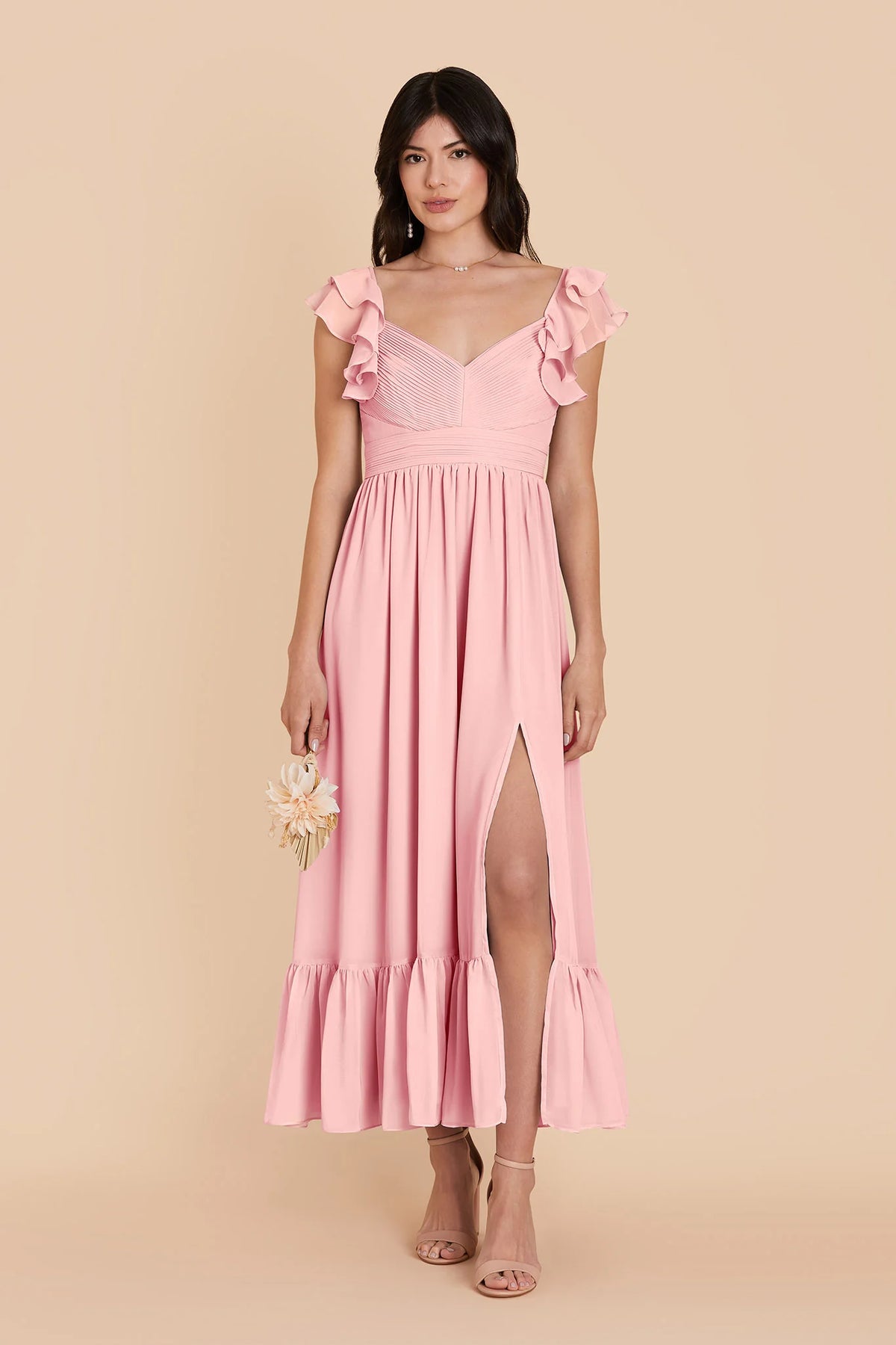 Talia Bubblegum Pink front view bridesmaid dress