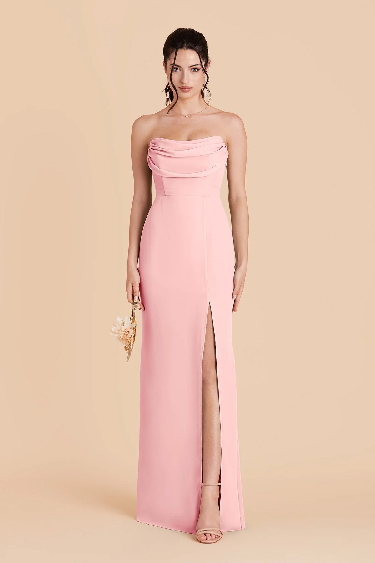 Odessa Bubblegum Pink front view bridesmaid dress