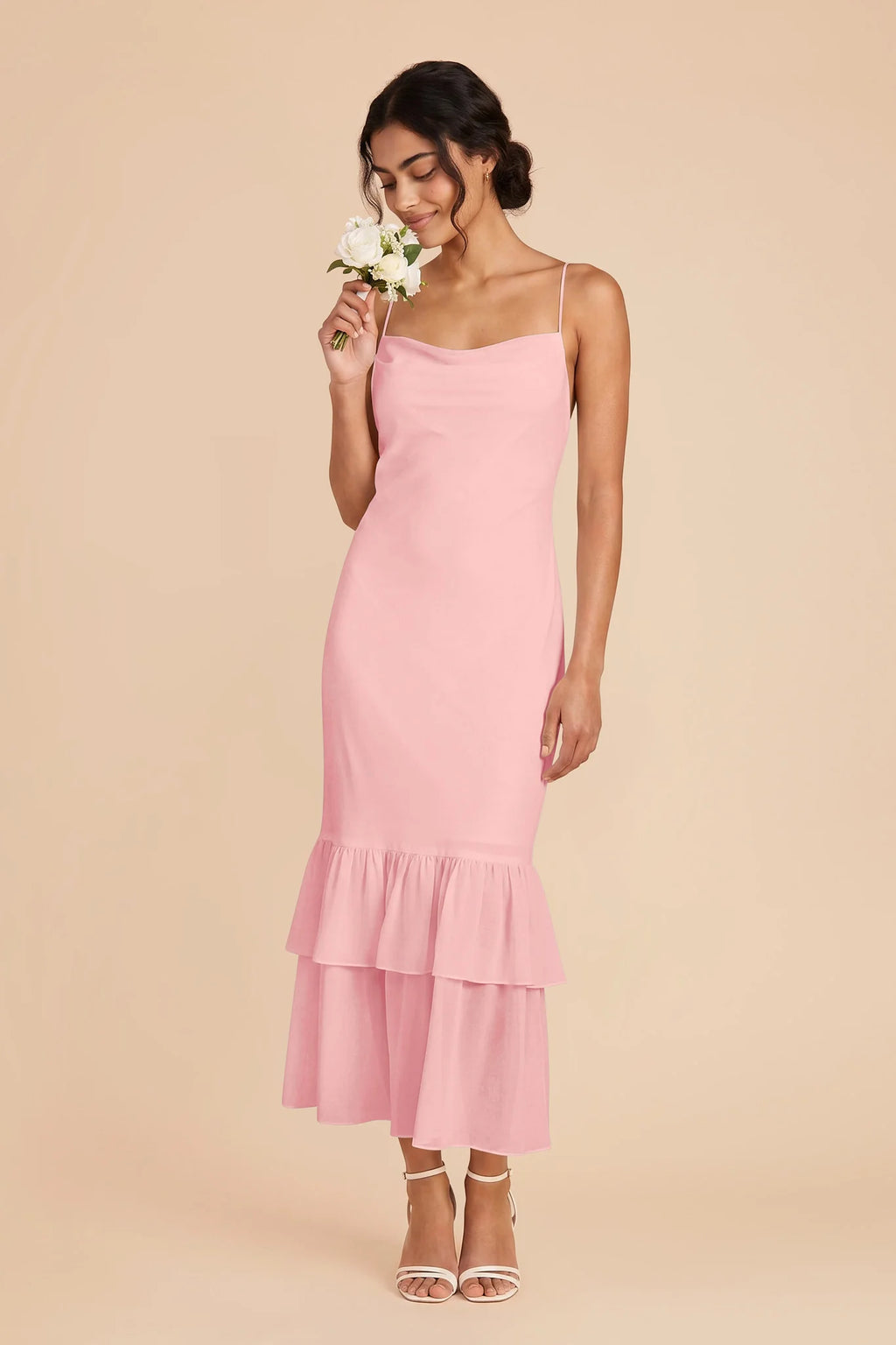 Liora Bubblegum Pink front view bridesmaid dress